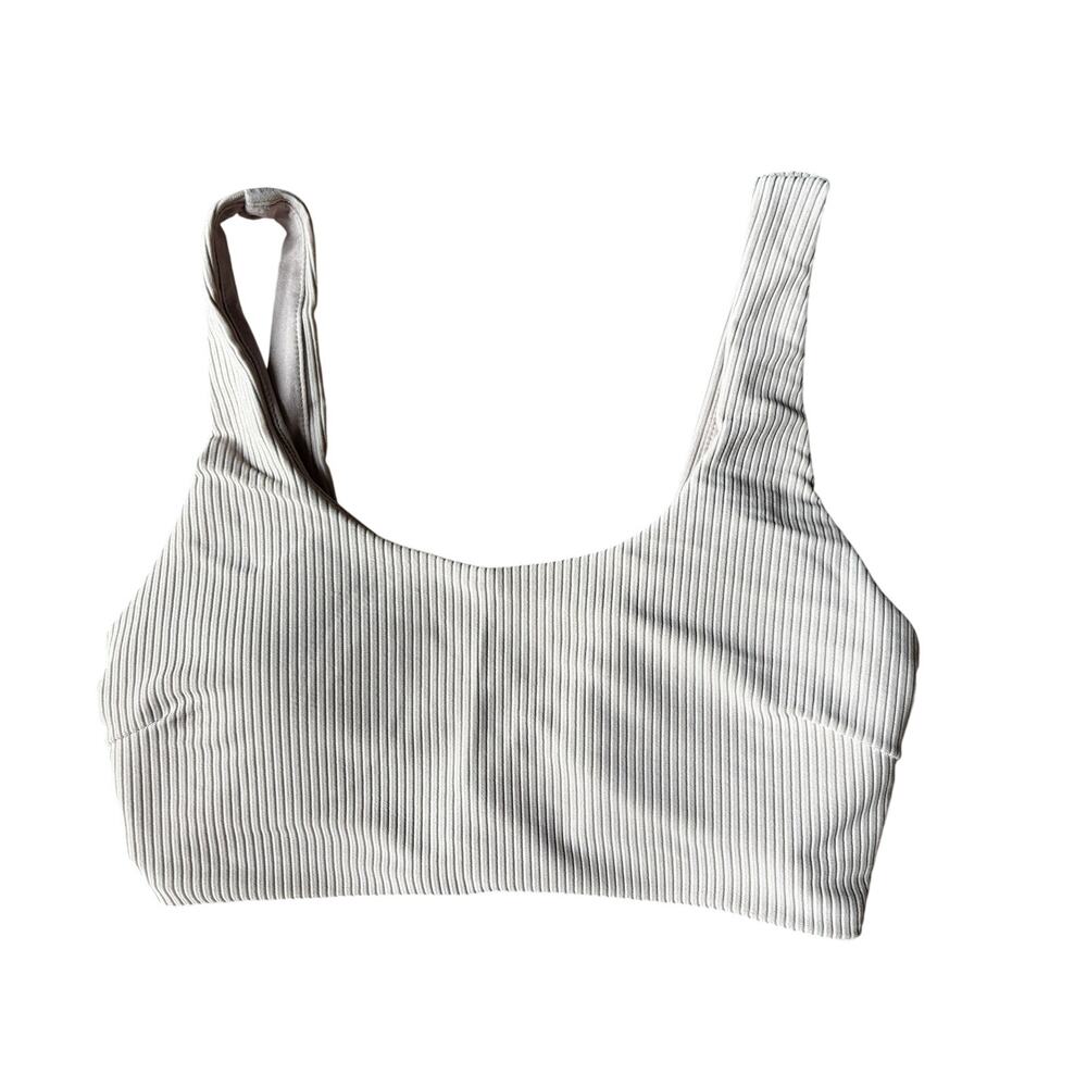 Gymshark Ribbed Sports Bra Beige Longline Crop Top Womens Small